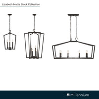23'' Lizabeth Matte Black 3 Light Pendant
