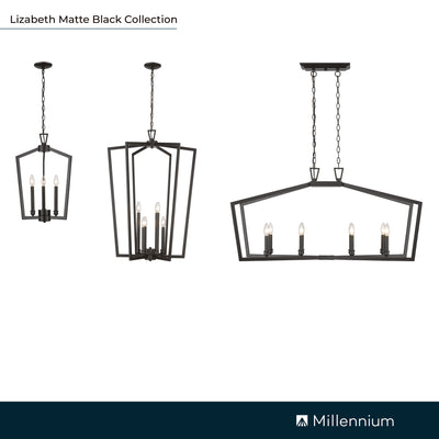 20.75'' Lizabeth Matte Black 8 Light Linear Chandelier
