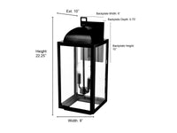 9'' Beaufort Powder Coated Black 2 Light Wall Sconce