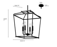 21'' Nellita Matte Black 4 Light Pendant