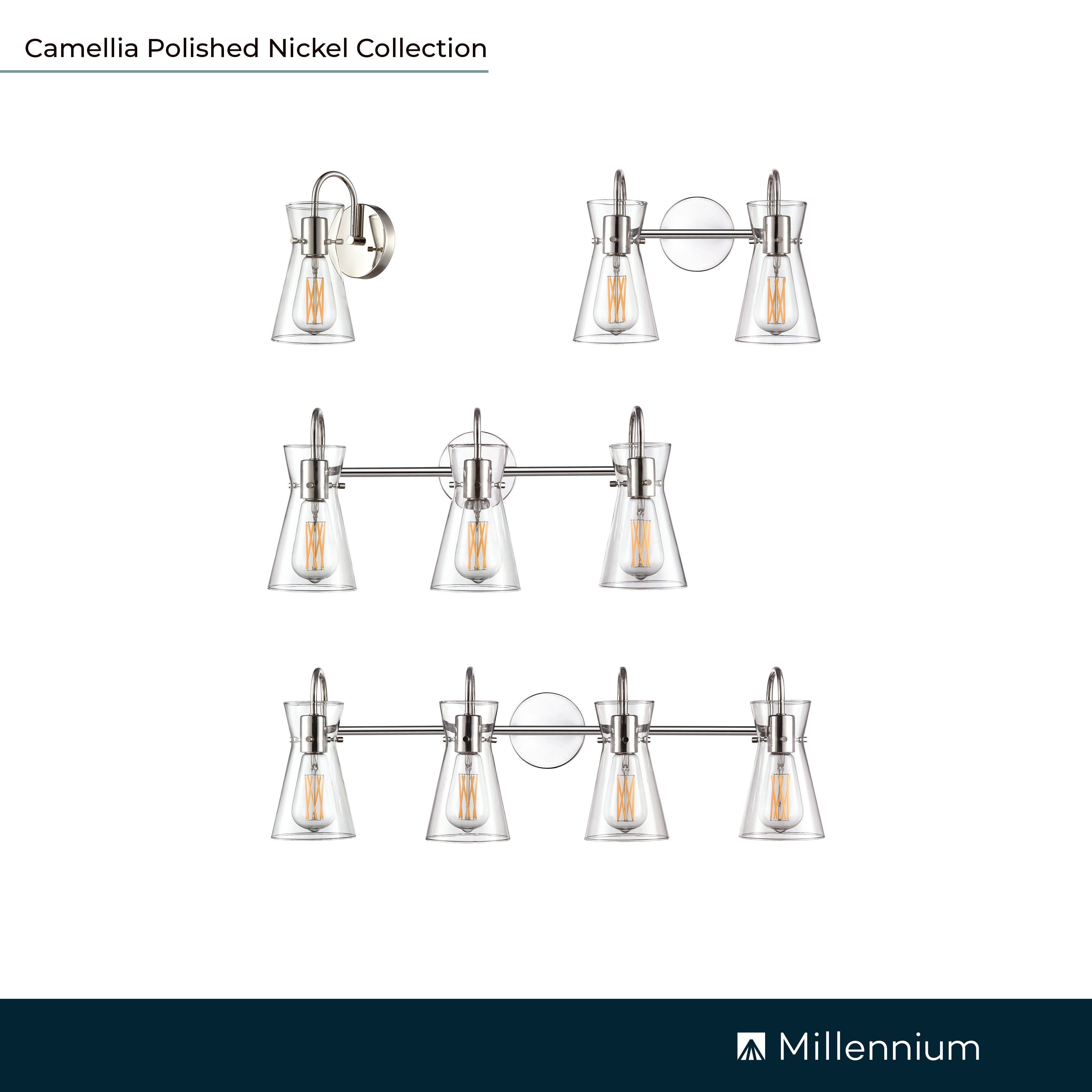 13.5'' Camellia Polished Nickel 2 Light Bath Vanity