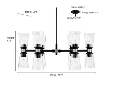 13.5'' Lustria Matte Black 12 Light Chandelier