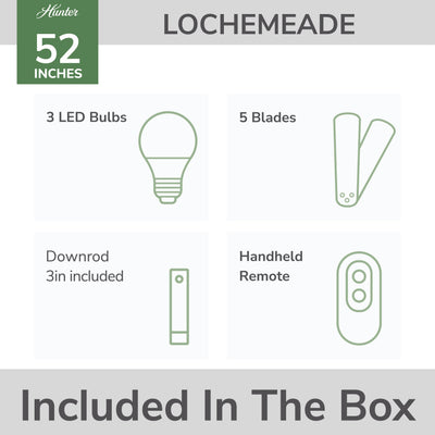 52 inch Lochemeade Matte Black Ceiling Fan with LED Light Kit and Handheld Remote