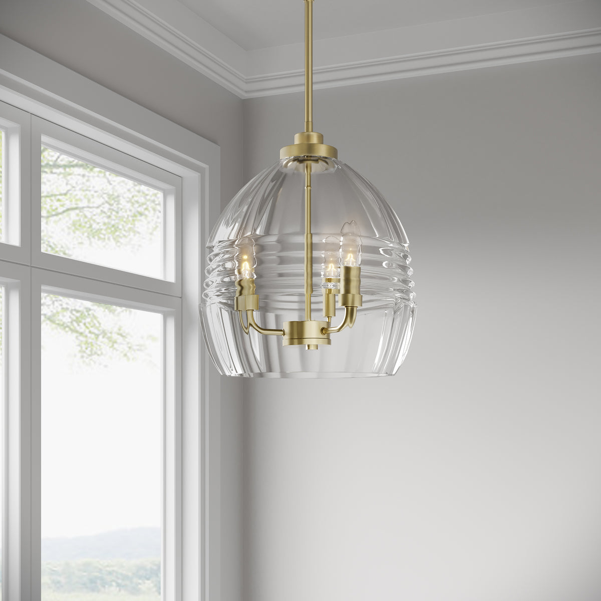 15.25'' Miravelle Vintage Brass 3 Light Pendant
