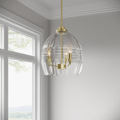 15.25'' Miravelle Vintage Brass 3 Light Pendant