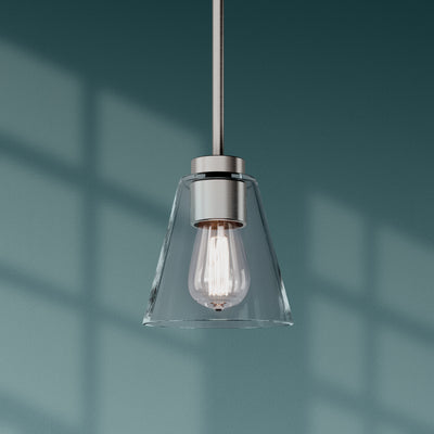 5.75-inch Strayhan Brushed Nickel 1-Light Clear Glass Pendant Light