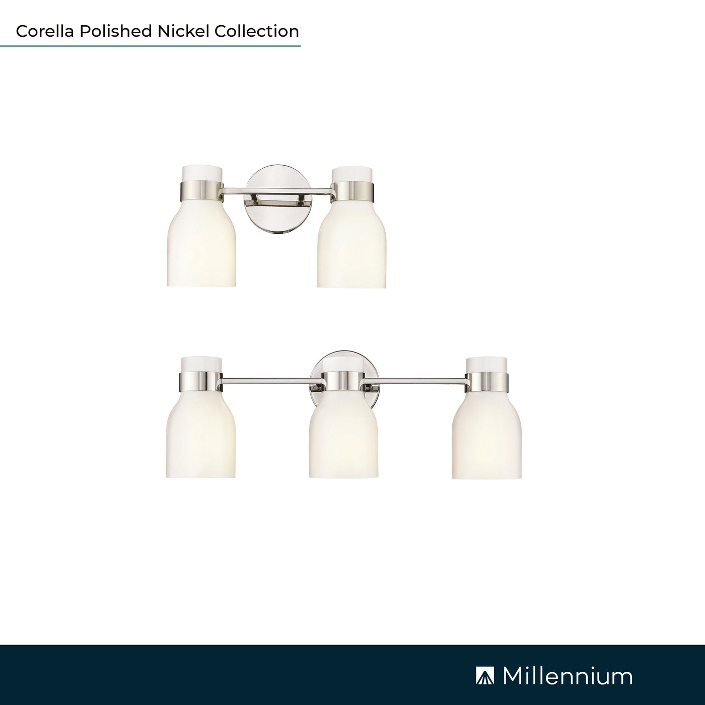 14'' Corella Polished Nickel 2 Light Bath Vanity