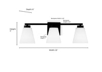 22-inch Strayhan Brushed Nickel 3-Light White Frosted Glass Bathroom Vanity Light