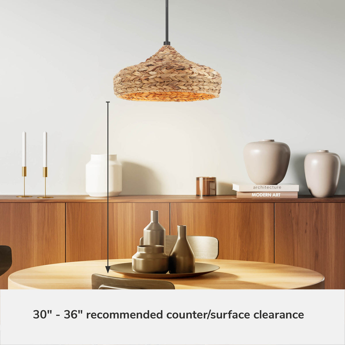Cambria 18-inch 1-light Matte Black Pendant with Natural Seagrass Shade