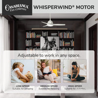 Casablanca 44 inch Wisp Fresh White Ceiling Fan with LED Light Kit and Handheld Remote