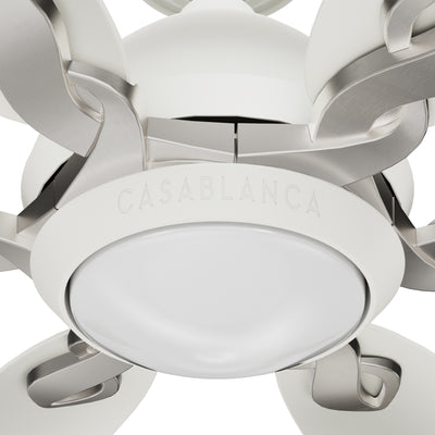 Casablanca 60 inch Azalea ENERGY STAR® Fresh White Damp Rated Ceiling Fan with LED Light Kit and Wall Control and Handheld Remote