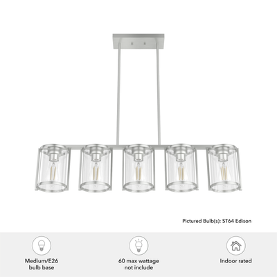 Astwood 39-inch 5-light Brushed Nickel Linear Chandelier with Clear Glass
