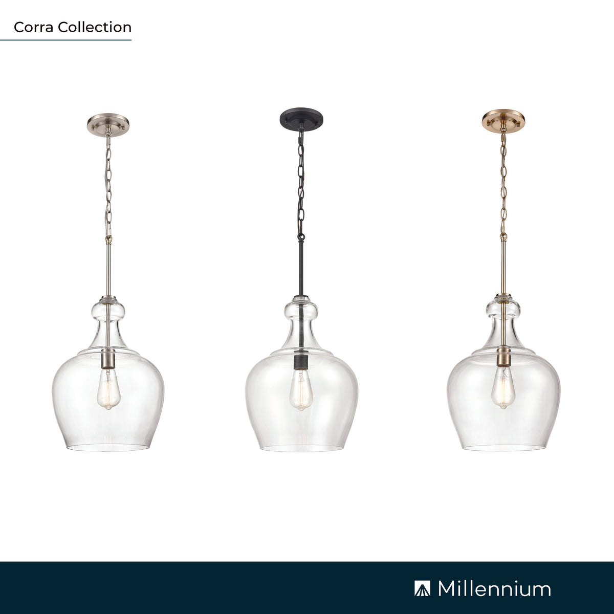 16'' Corra Matte Black 1 Light Pendant