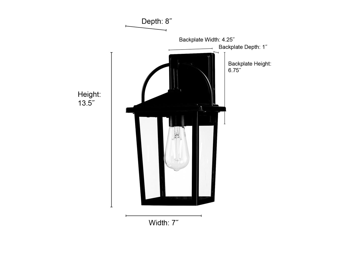 7'' Strathden Powder Coated Black 1 Light Lantern