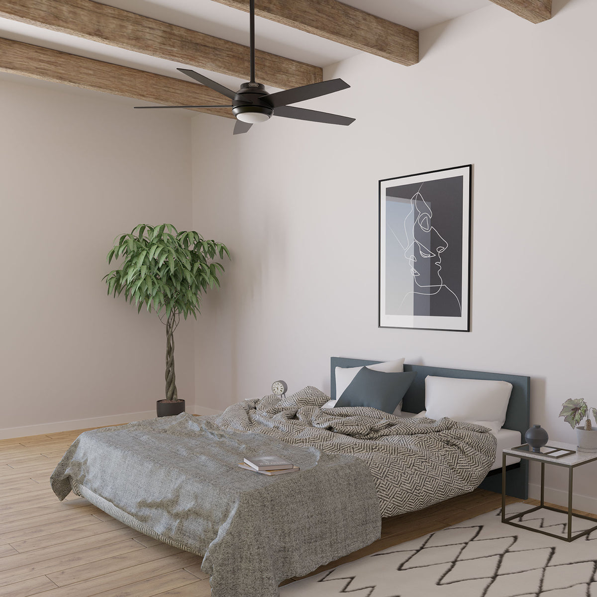 52 inch Zayden Matte Black Ceiling Fan with LED Light Kit and Handheld Remote