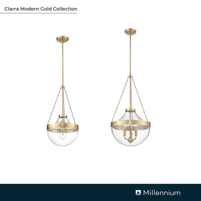 29.4'' Clarra Modern Gold 3 Light Pendant
