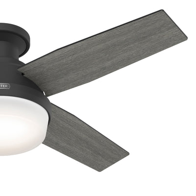 44 inch Dempsey Matte Black Low Profile Ceiling Fan with LED Light Kit and Handheld Remote