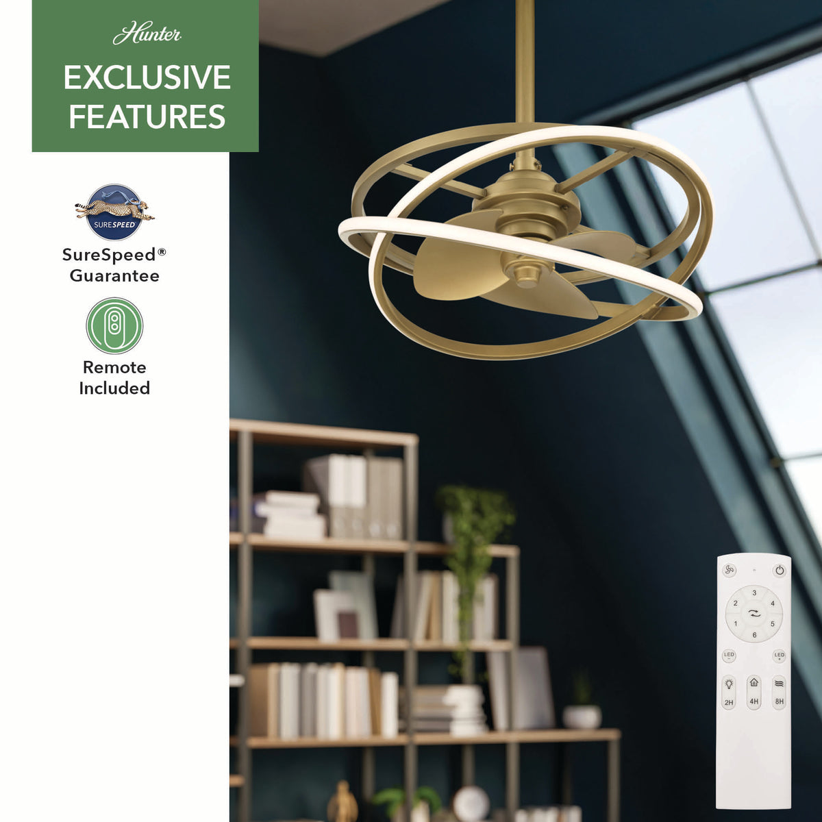 20 inch Cirro Fandelier Luxe Gold Ceiling Fan with LED Light Kit and Handheld Remote
