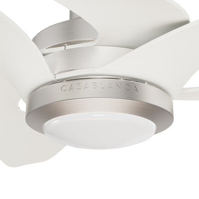 Casablanca 60 inch Inez ENERGY STAR® Brushed Nickel Damp Rated Ceiling Fan with LED Light Kit and Wall Control and Handheld Remote