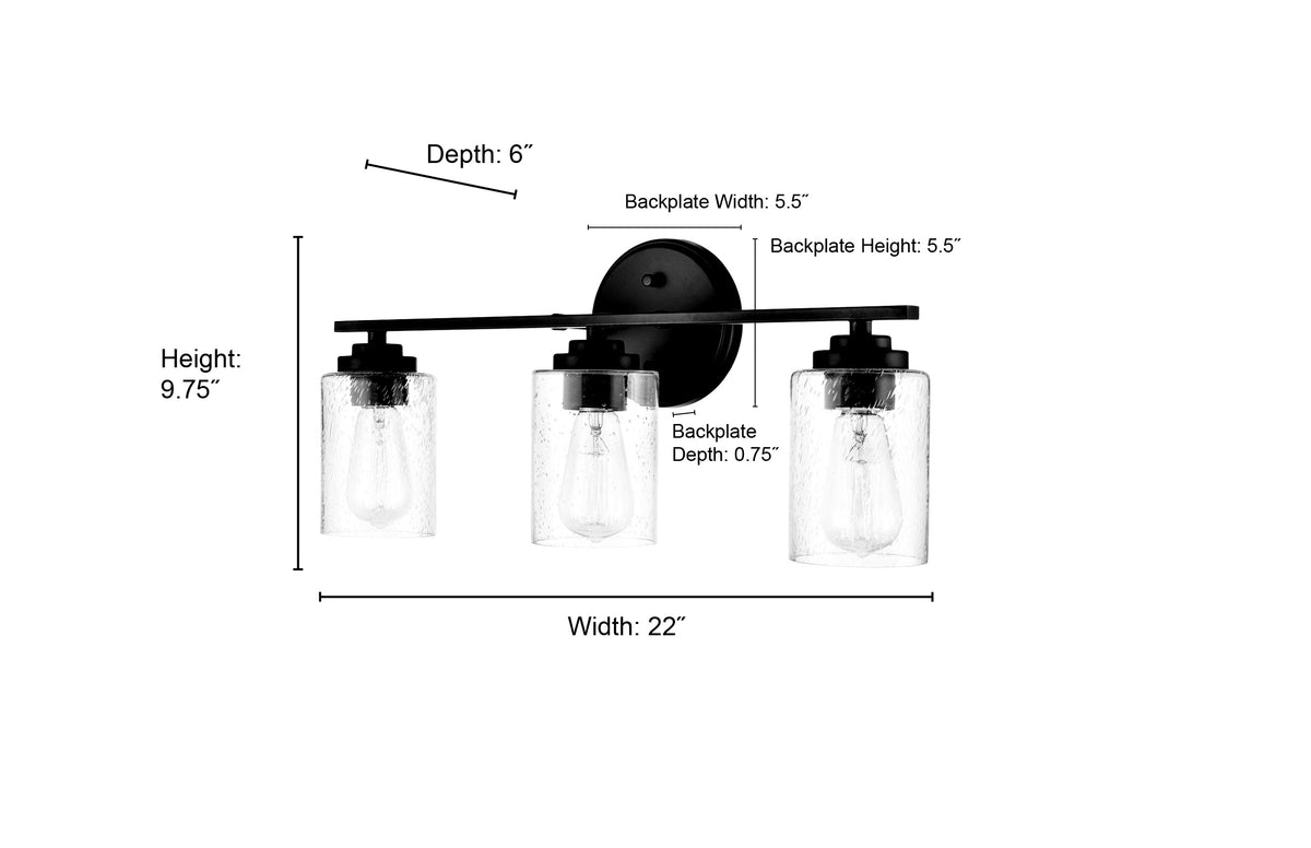 22'' Moven Satin Nickel 3 Light Bath Vanity