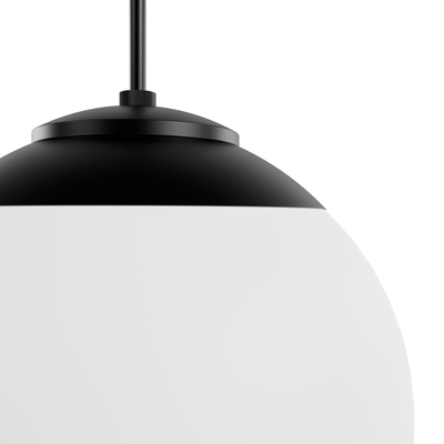 Hepburn 16-inch 3-light Matte Black Globe Pendant with Cased White Glass