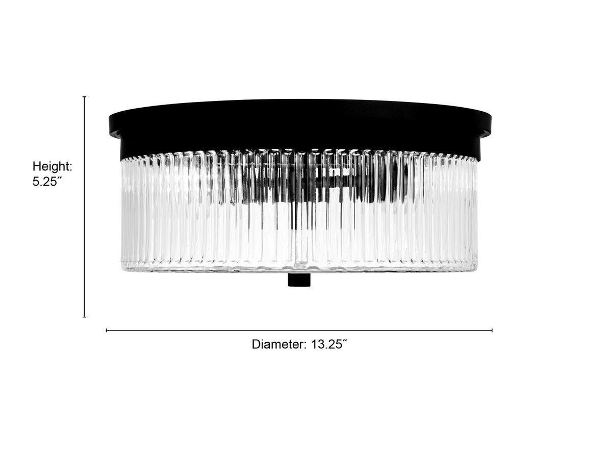5.25'' Virette Matte Black 2 Light Flush Mount