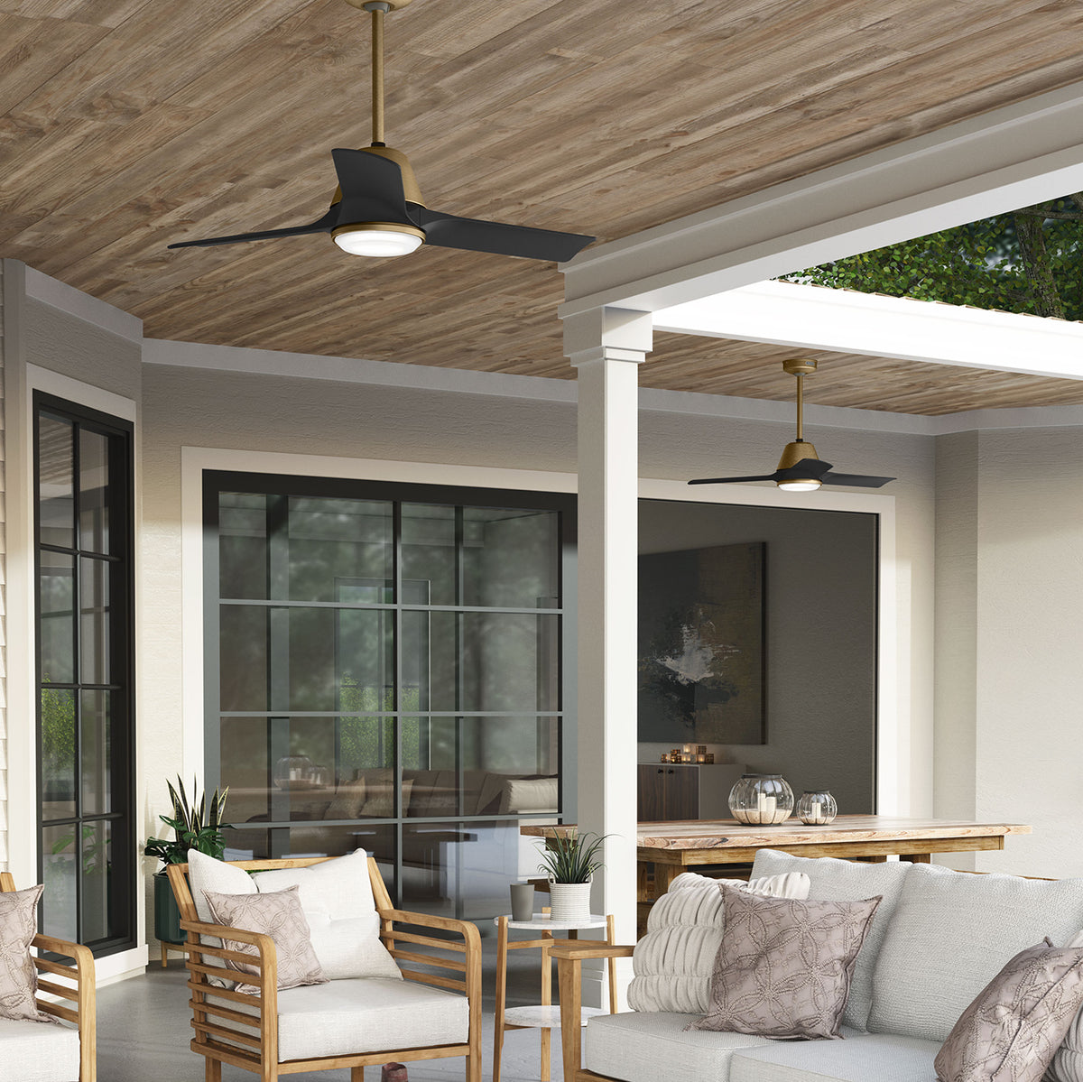 44 inch Aeronaut  Wi-Fi ENERGY STAR® Luxe Gold Damp Rated Ceiling Fan with LED Light Kit and Handheld Remote