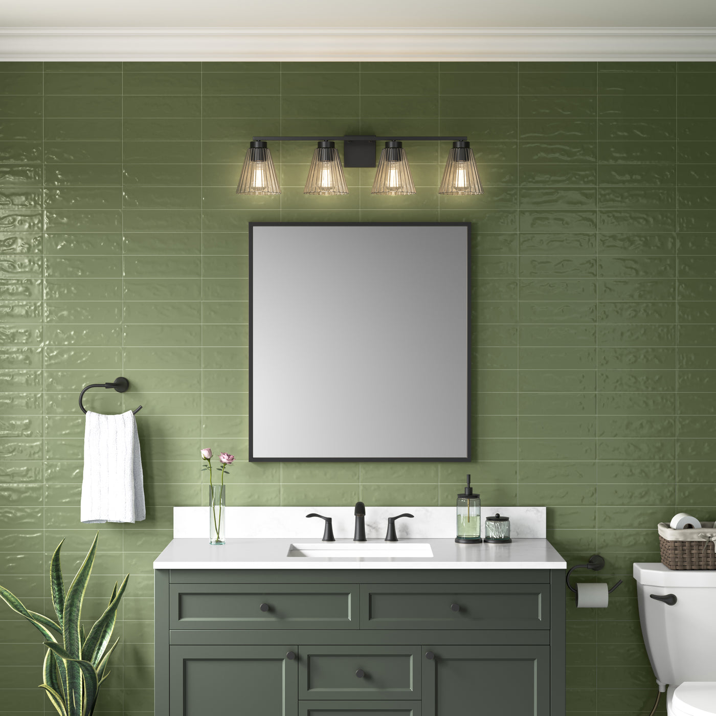 31.75'' Riville Matte Black 4 Light Bath Vanity
