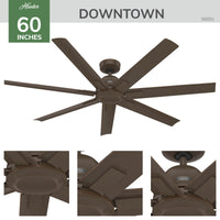 60 inch Downtown ENERGY STAR® Matte Bronze Damp Rated Ceiling Fan and Wall Control