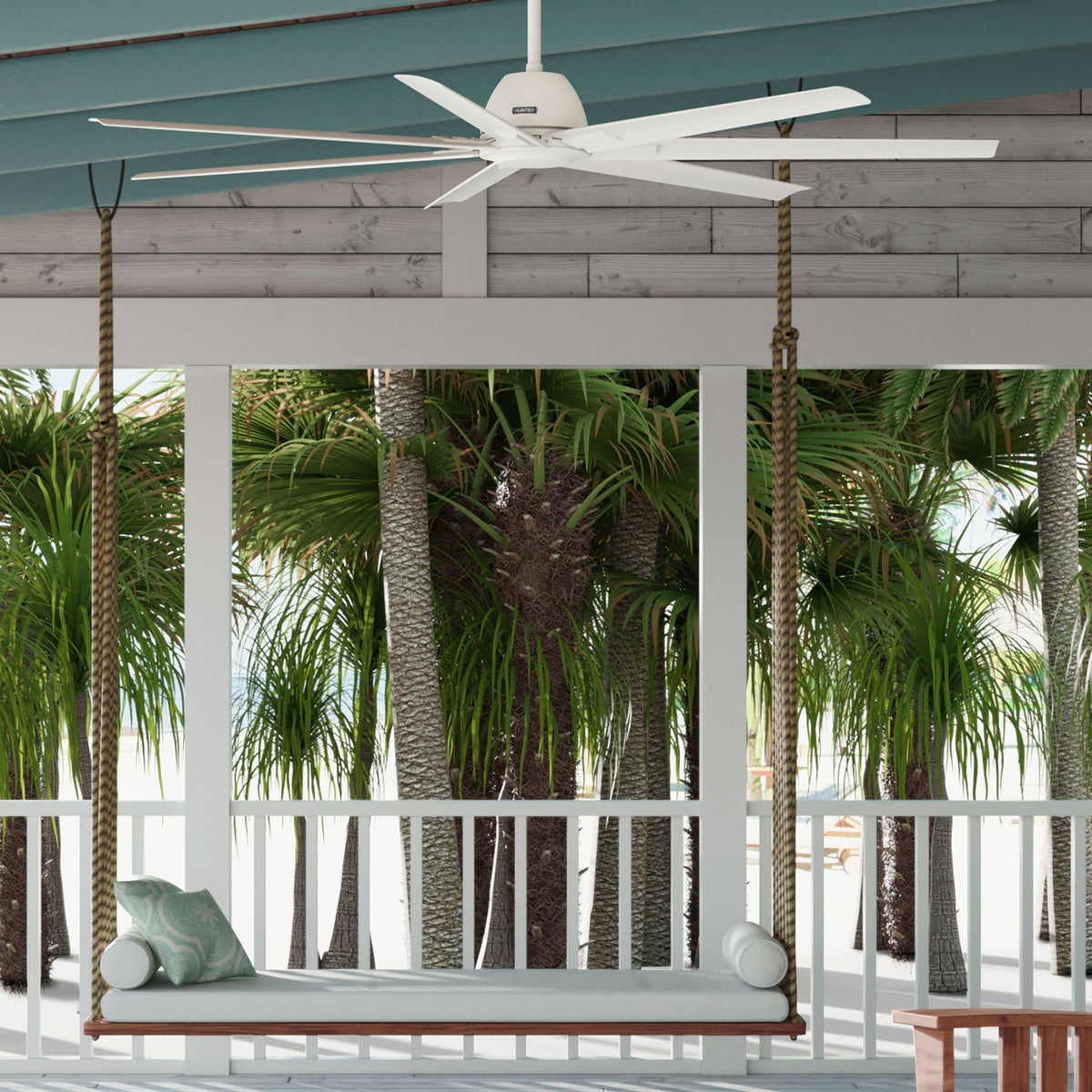72 inch Downtown ENERGY STAR® Matte White Damp Rated Ceiling Fan and Wall Control