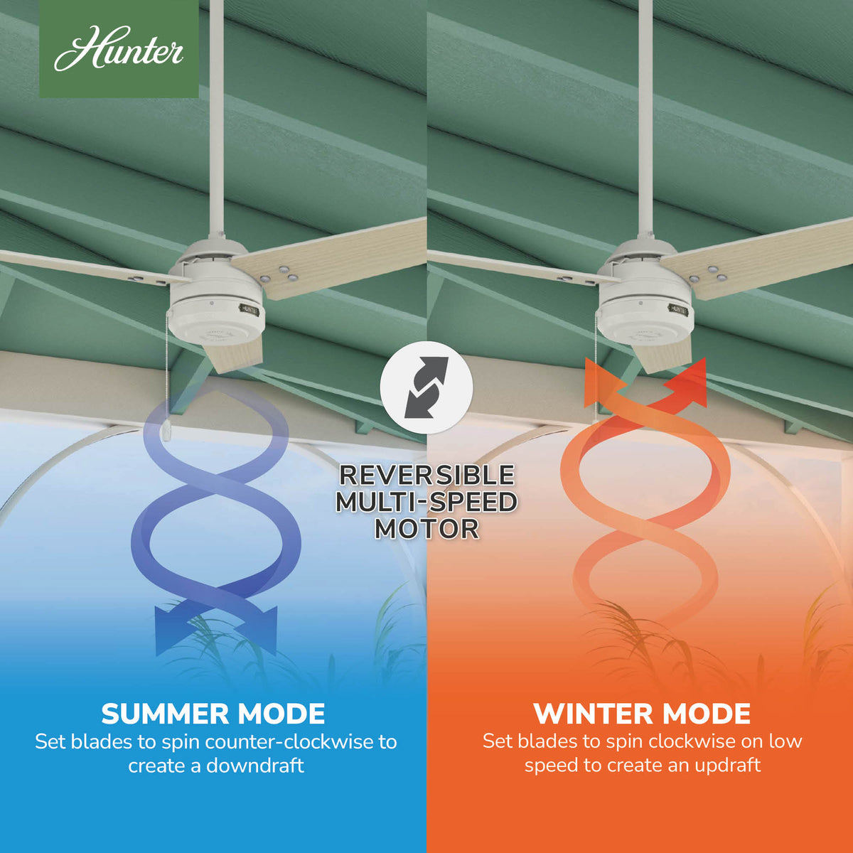 44 inch Cassius Fresh White Damp Rated Ceiling Fan and Pull Chain