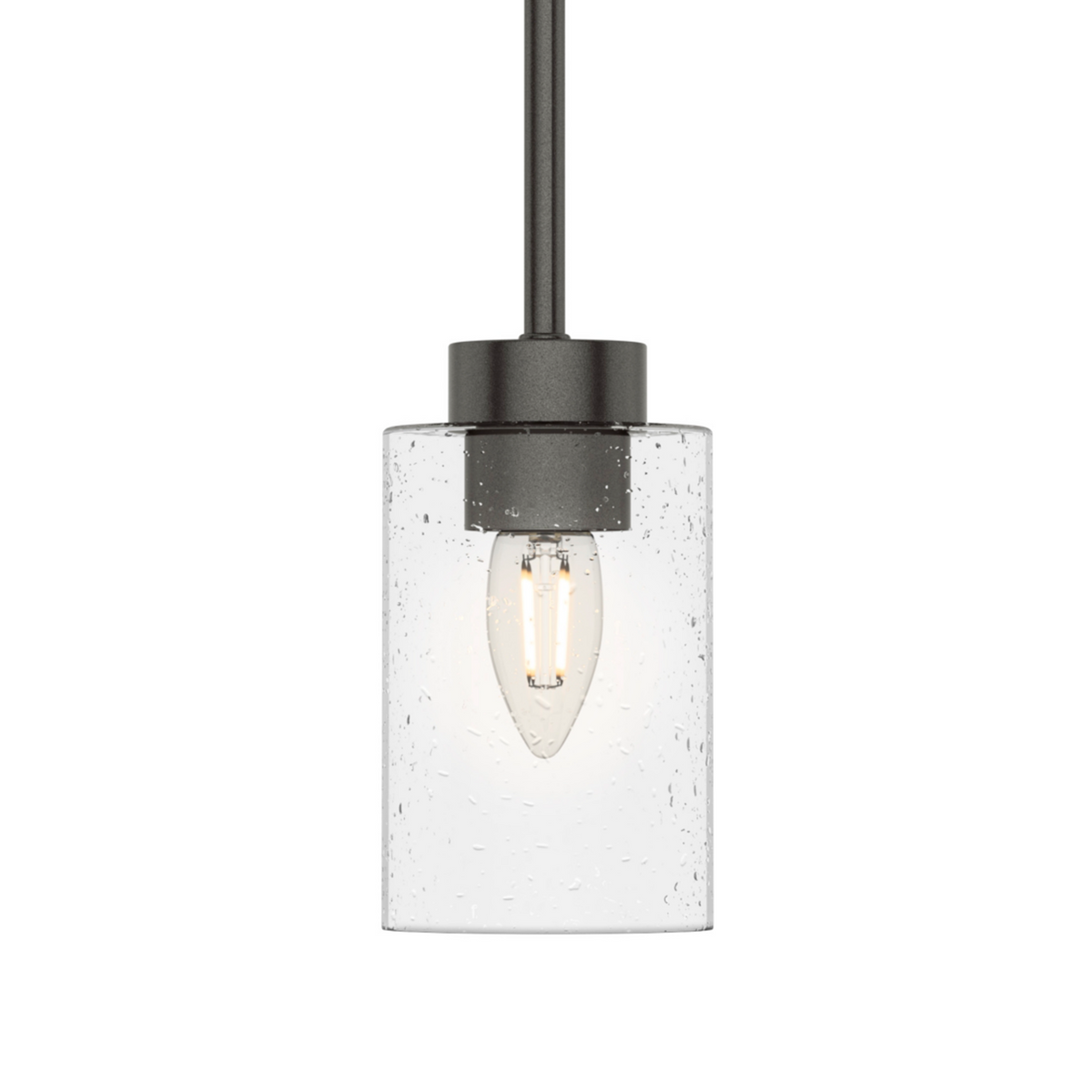 Hartland 4-inch 1-light Noble Bronze Pendant with Seeded Glass