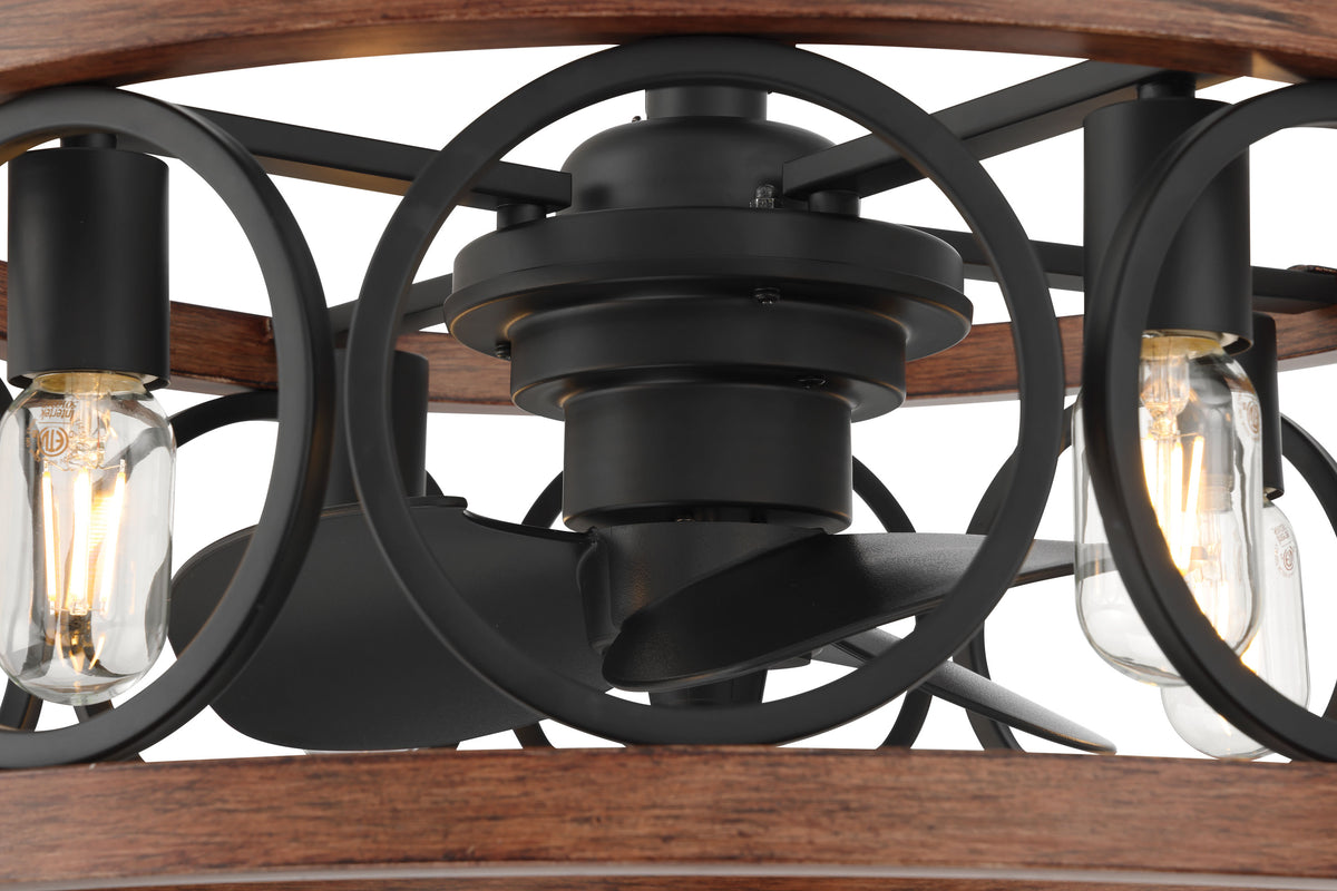 22 inch Haven Fandelier Matte Black Ceiling Fan with Light Kit and Handheld Remote