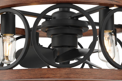 22 inch Haven Fandelier Matte Black Ceiling Fan with Light Kit and Handheld Remote