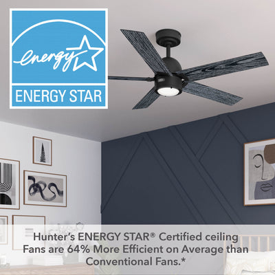 52 inch Erling ENERGY STAR® Matte Black Ceiling Fan with LED Light Kit and Handheld Remote