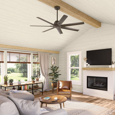 60 inch Downtown ENERGY STAR® Matte Bronze Damp Rated Ceiling Fan and Wall Control