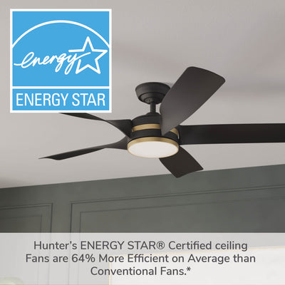 Casablanca 52 inch Julia ENERGY STAR® Matte Black Damp Rated Ceiling Fan with LED Light Kit and Wall Control and Handheld Remote
