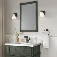 6.75-inch Strayhan Matte Black 1-Light White Frosted Glass Wall Sconce