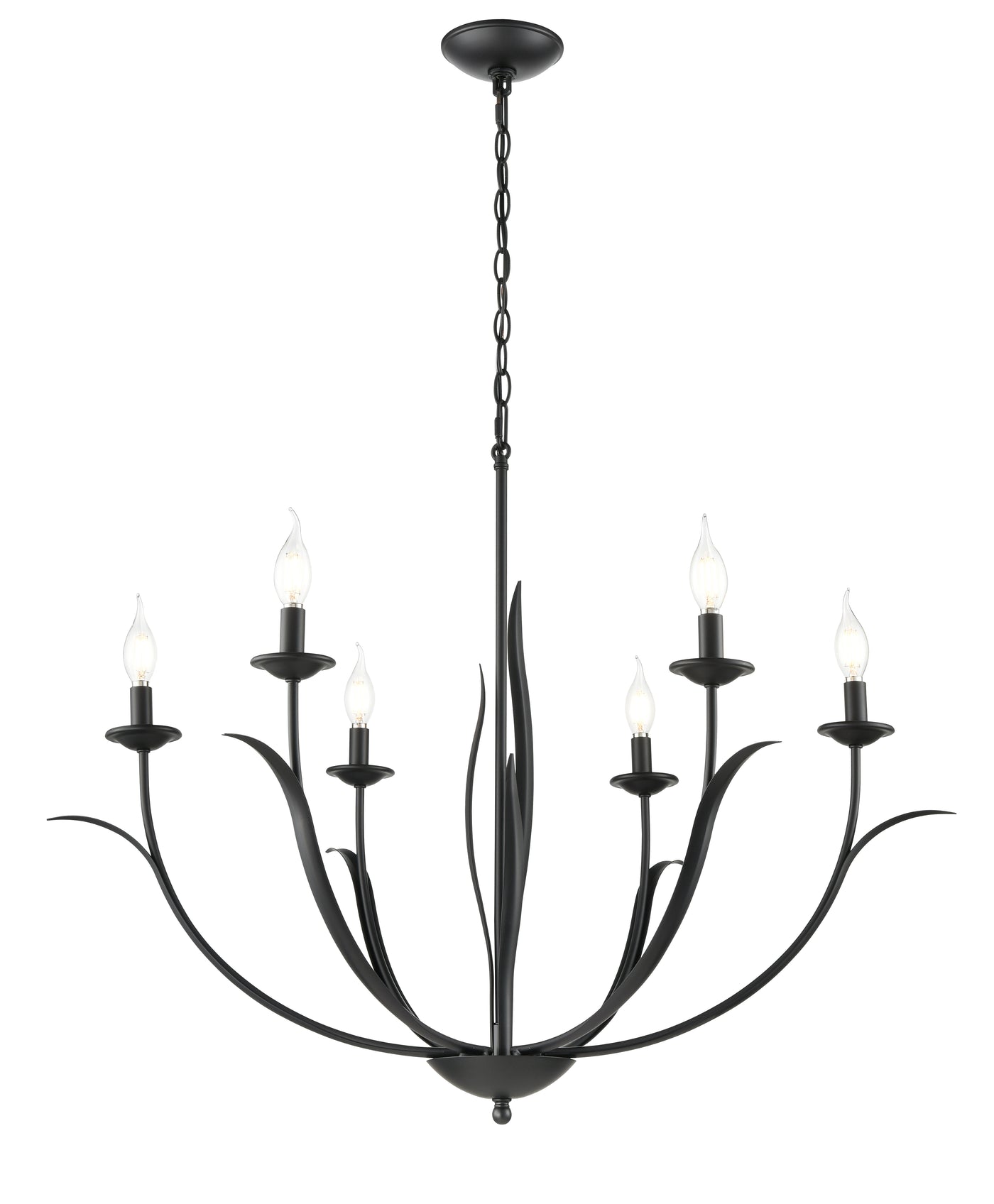 26.5'' Charlize Matte Black 6 Light Chandelier