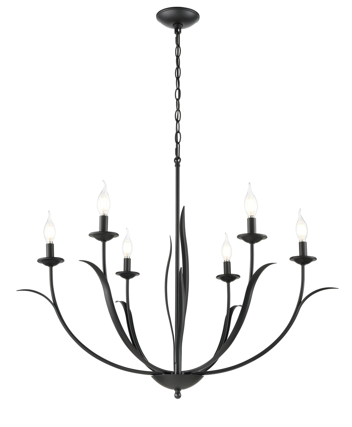 26.5'' Charlize Matte Black 6 Light Chandelier
