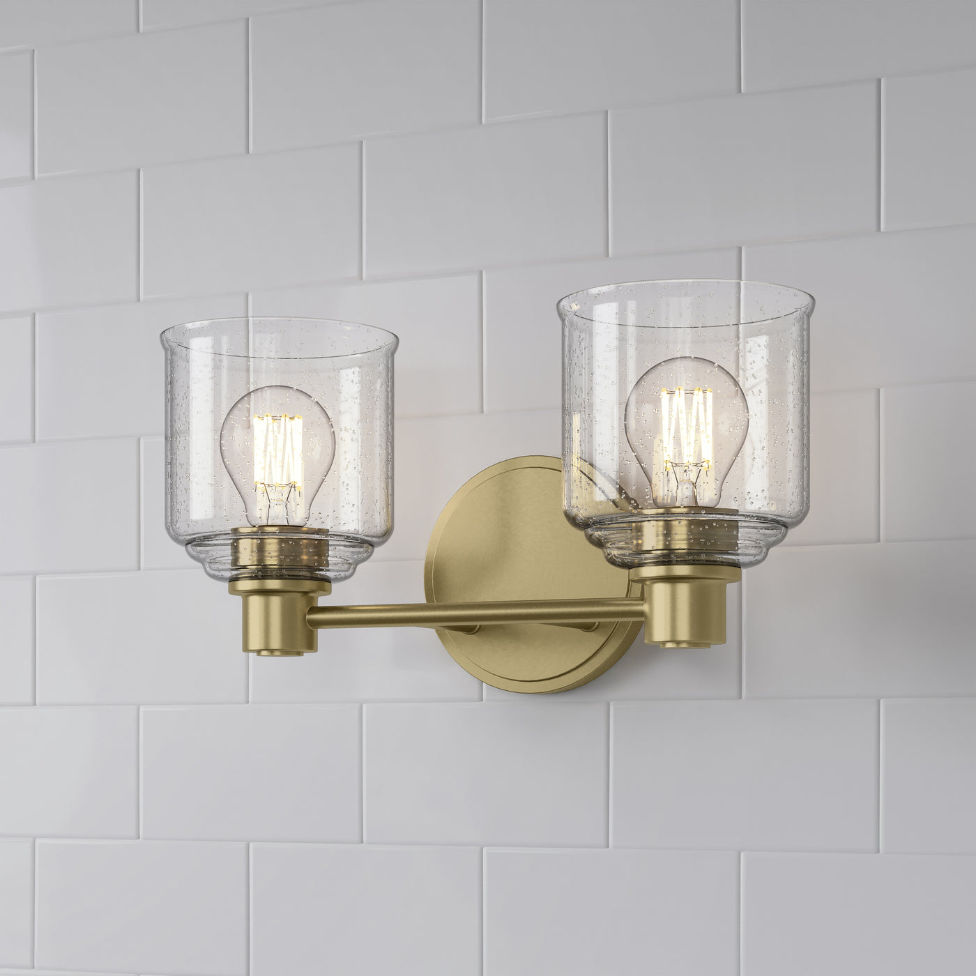 14'' Vessair Vintage Brass 2 Light Bath Vanity