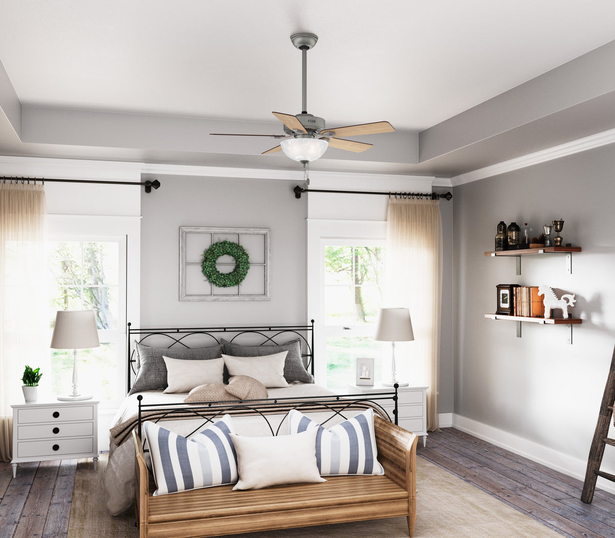44 inch Swanson ENERGY STAR® Matte Silver Ceiling Fan with LED Light Kit and Pull Chain
