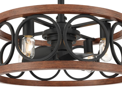 22 inch Haven Fandelier Matte Black Ceiling Fan with Light Kit and Handheld Remote