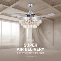 48 Inch Chrome Retractable Blade Ceiling Fan