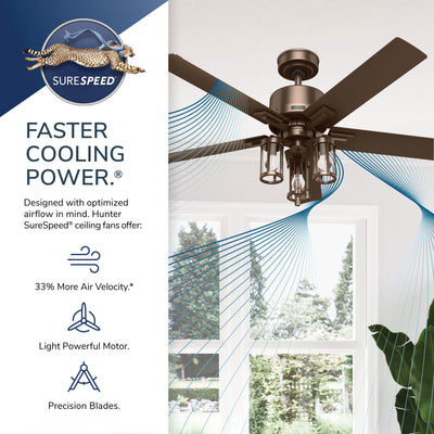 52 inch Lawndale Matte Black Damp Rated Ceiling Fan with LED Light Kit and Pull Chain
