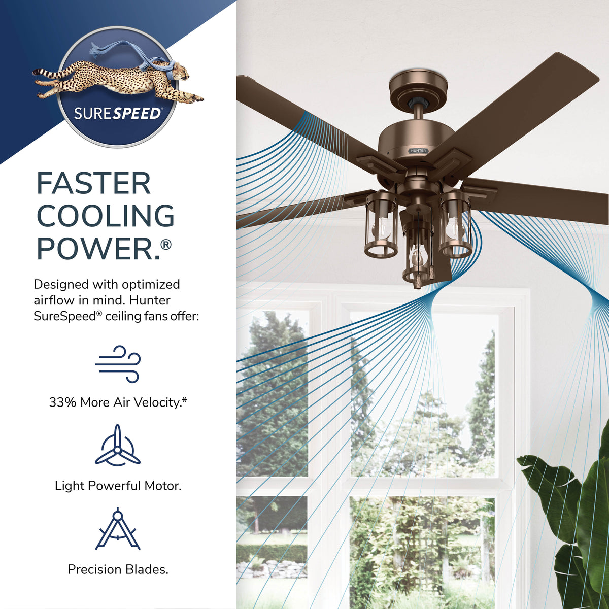 52 inch Lawndale Matte Black Damp Rated Ceiling Fan with LED Light Kit and Pull Chain