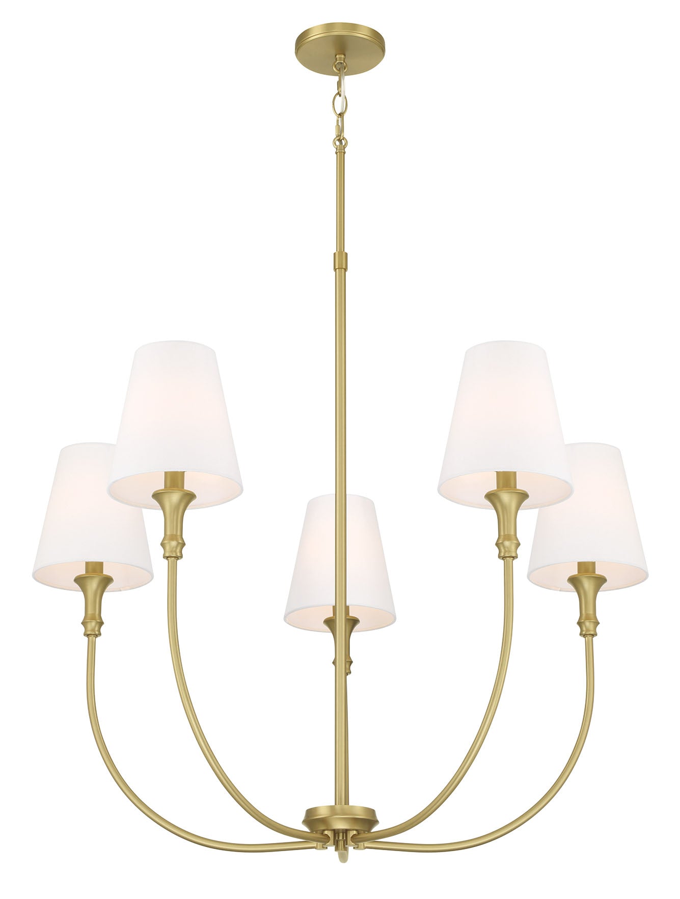 32.5'' Mairbourne Vintage Brass 5 Light Chandelier