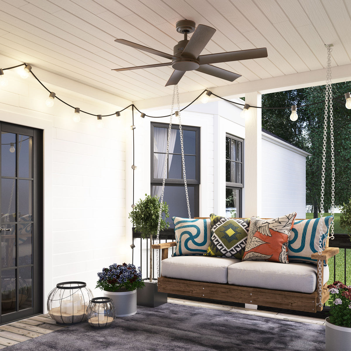 52 inch Kennicott Matte Bronze Damp Rated Ceiling Fan and Wall Control