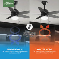 44 inch Bardot Matte Black Ceiling Fan with LED Light Kit and Pull Chain