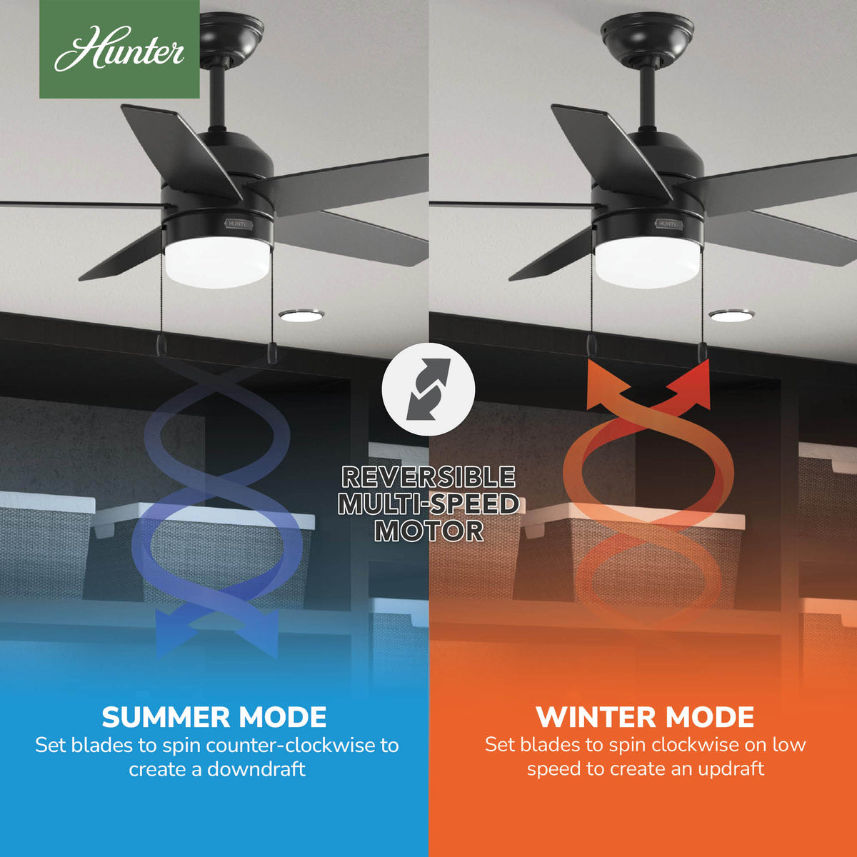 44 inch Bardot Matte Black Ceiling Fan with LED Light Kit and Pull Chain